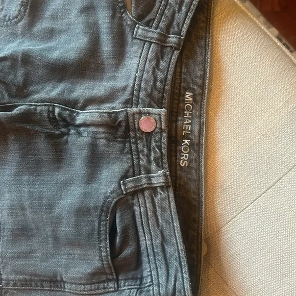 Michael Kors Grey Black Cargo Denim Zip Detailing Size 0